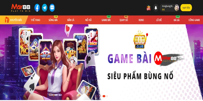 Game bài May88 đa dạng các tựa phổ biến như Poker, Tiến lên, Mậu binh với thuật toán công bằng và dễ thắng. Game bài May88 đa dạng các tựa phổ biến như Poker, Tiến lên, Mậu binh với thuật toán công bằng và dễ thắng.